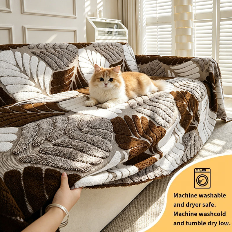 Textured Throw Natural - Capa de sofá tridimensional bicolor, adicionando