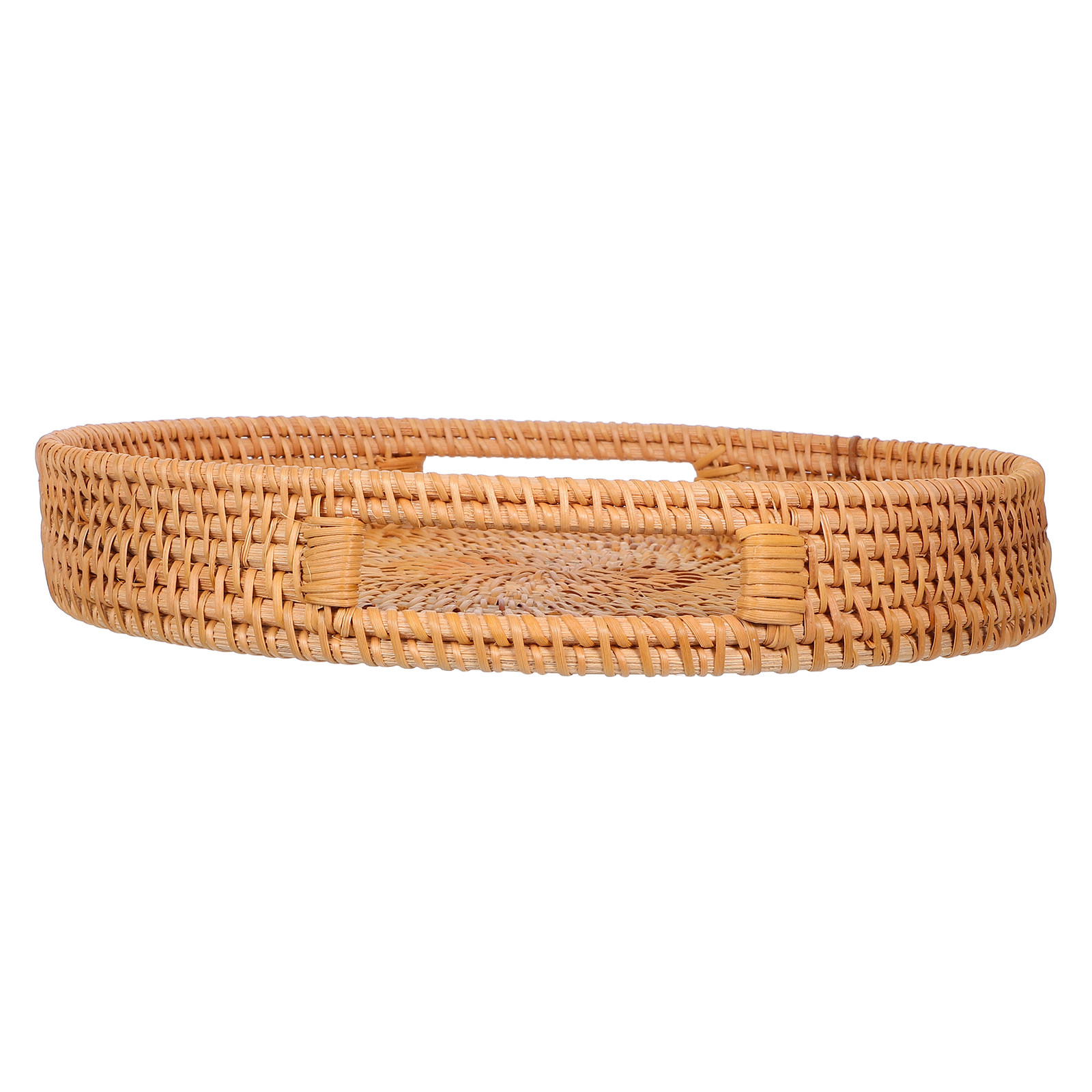 Rattan Tray Handle - Bandeja redonda de rattan de 14