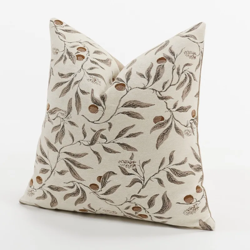 Textured Throw Natural - Capa de Almofada Jacquard Botânico em