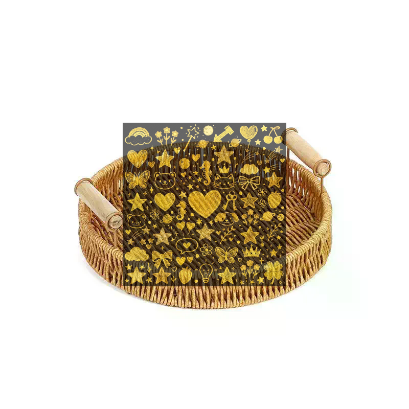 Rattan Tray Handle - Conjunto de 3 Bandejas Redondas de