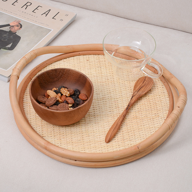 Bandeja de Rattan Natural Tran - Rattan Tray Handle avaliação e preço