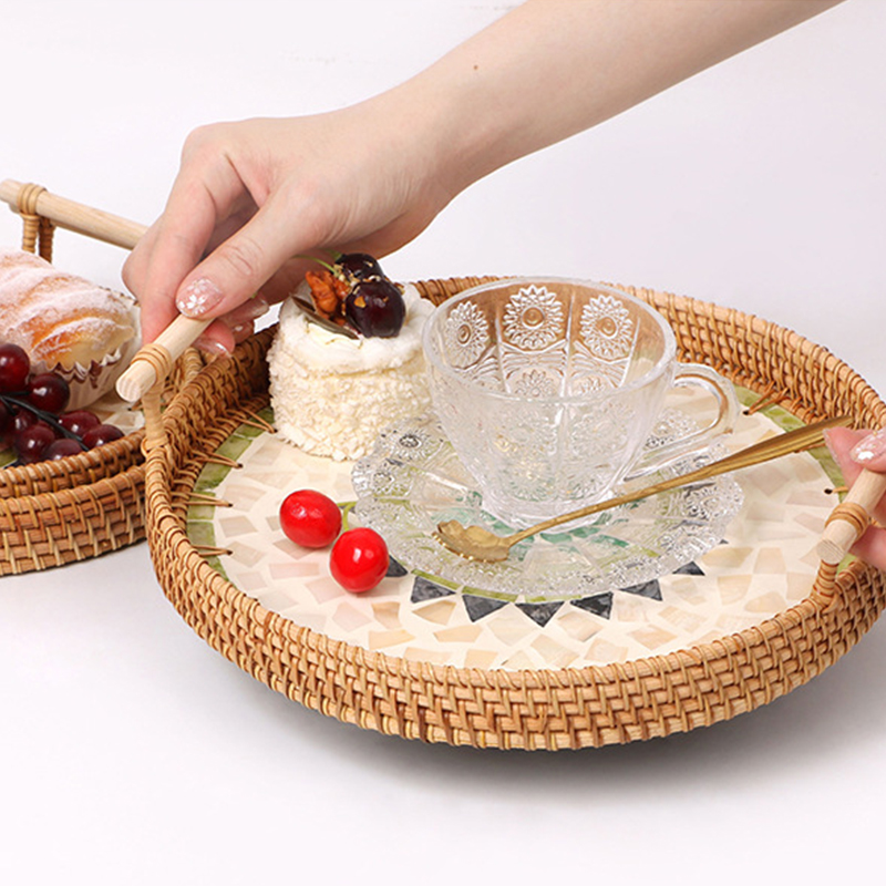 Bandeja de tecido artesanal vi - Rattan Tray Handle avaliação e preço