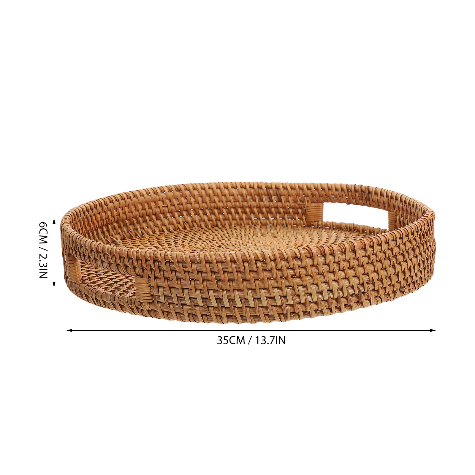 Bandeja redonda de rattan de 1 - Rattan Tray Handle avaliação e preço