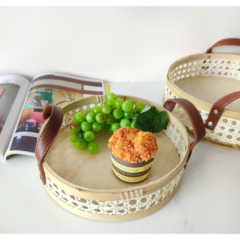 Bandeja redonda de rattan nórd - Rattan Tray Handle avaliação e preço