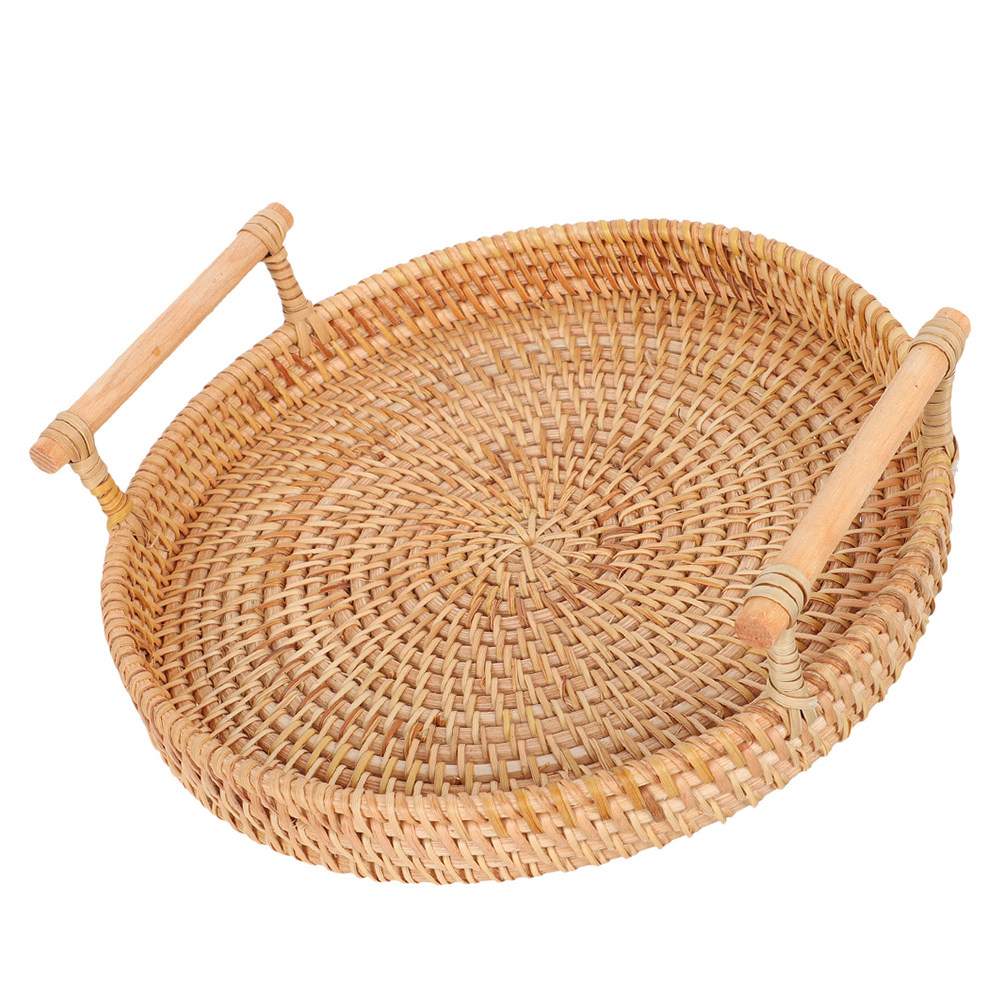 Bandeja Redonda de Rattan Arte - Rattan Tray Handle avaliação e preço