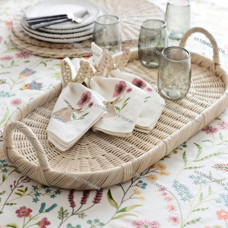 Bandeja Decorativa de Rattan,  - Rattan Tray Handle avaliação e preço